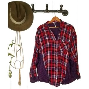 Free People one of the guys plaid button up shirt
